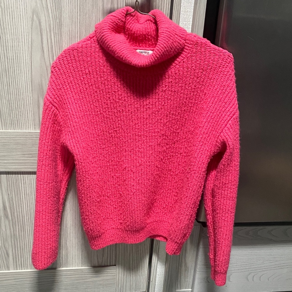 Forever 21 Vibrant Pink Turtleneck Sweater